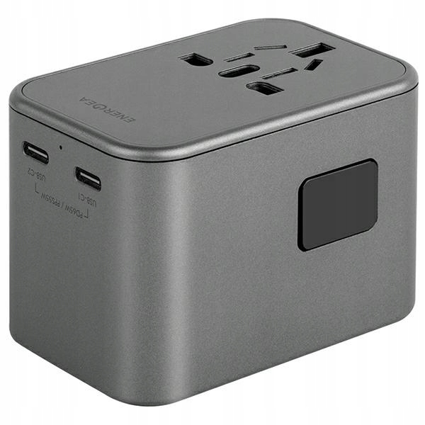 Adapter podróżny Energea GaN 65W z 1xUSB i 2xUSB-C Pd/qc 3.0 szary
