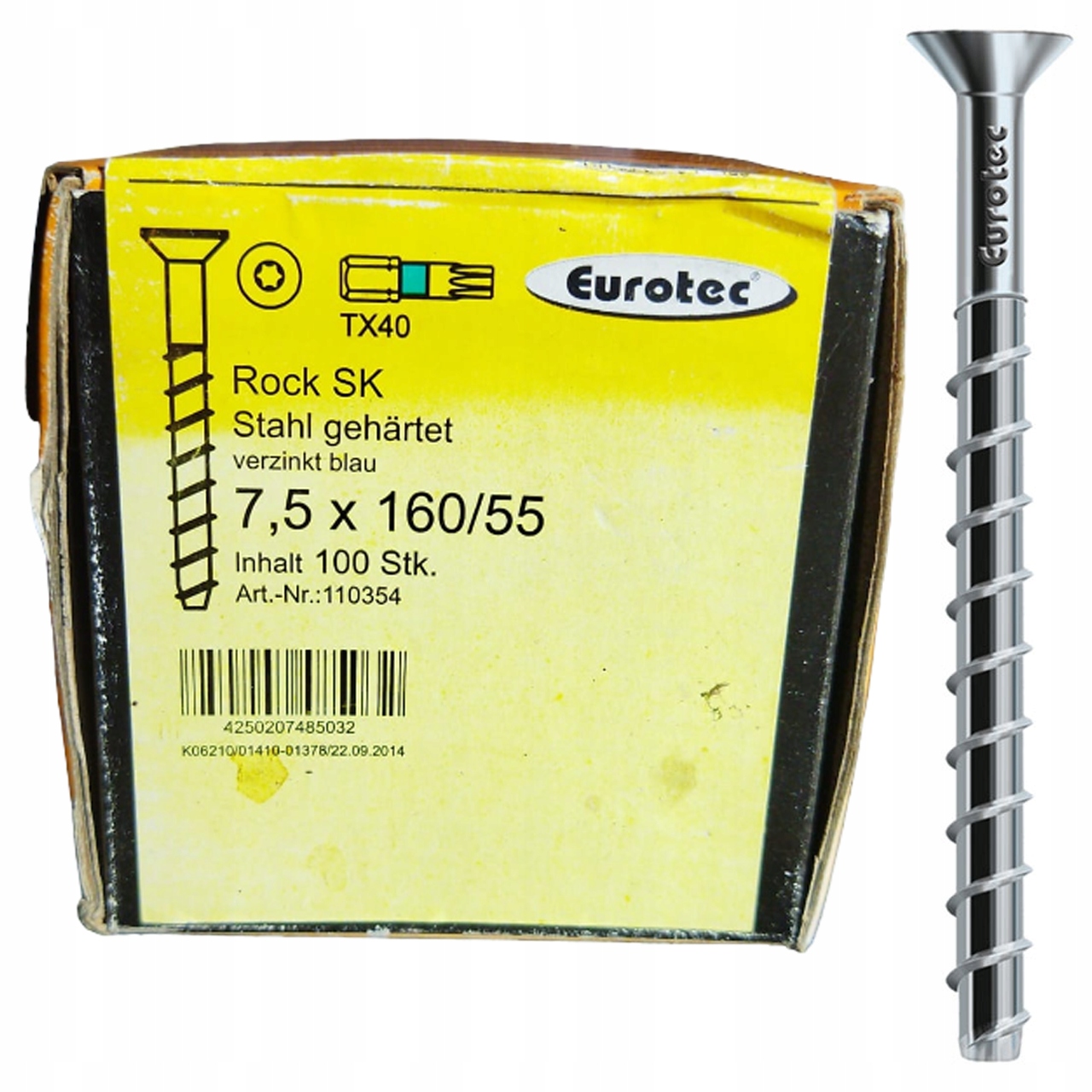 WKRĘTY DO BETONU ROCK ŁEB PŁASKI STOŻKOWY STAL OCYNKOWA 7,5X160mm 100szt