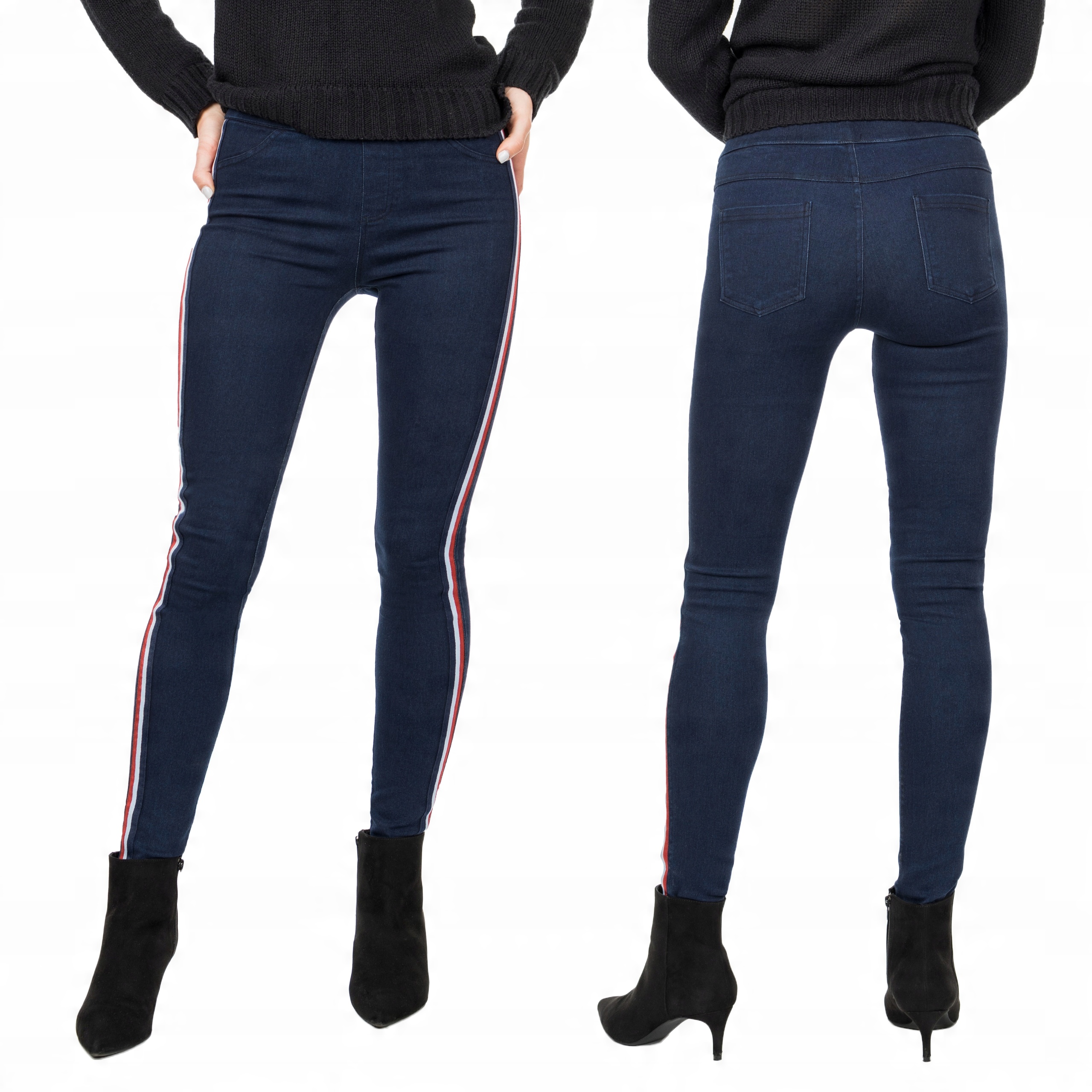 

Spodnie Damskie Jeansy Jegginsy z Lampasami 9755 S