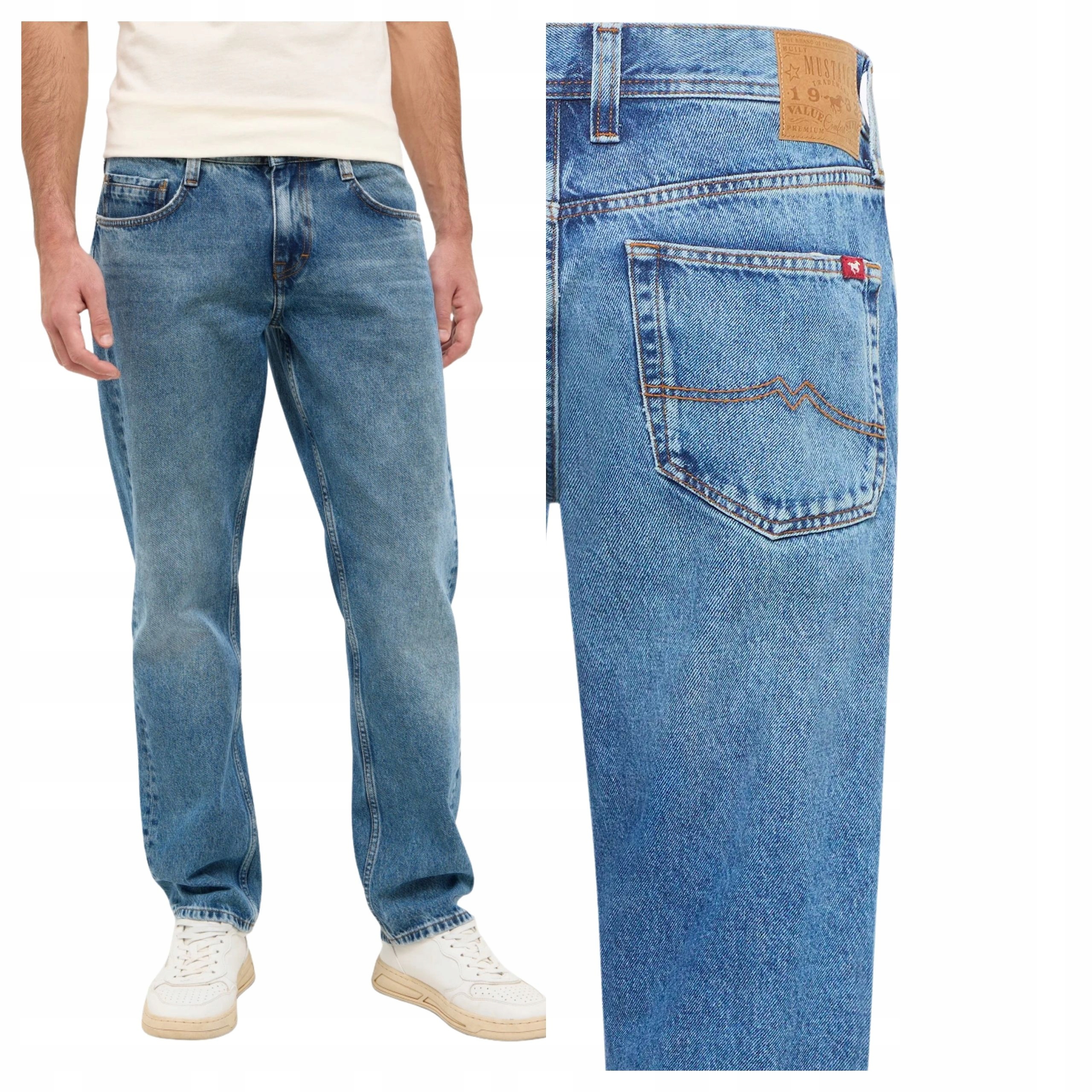 Pánské kalhoty Mustang Denver Straight Jeans Modré Denim Blue W32 L34