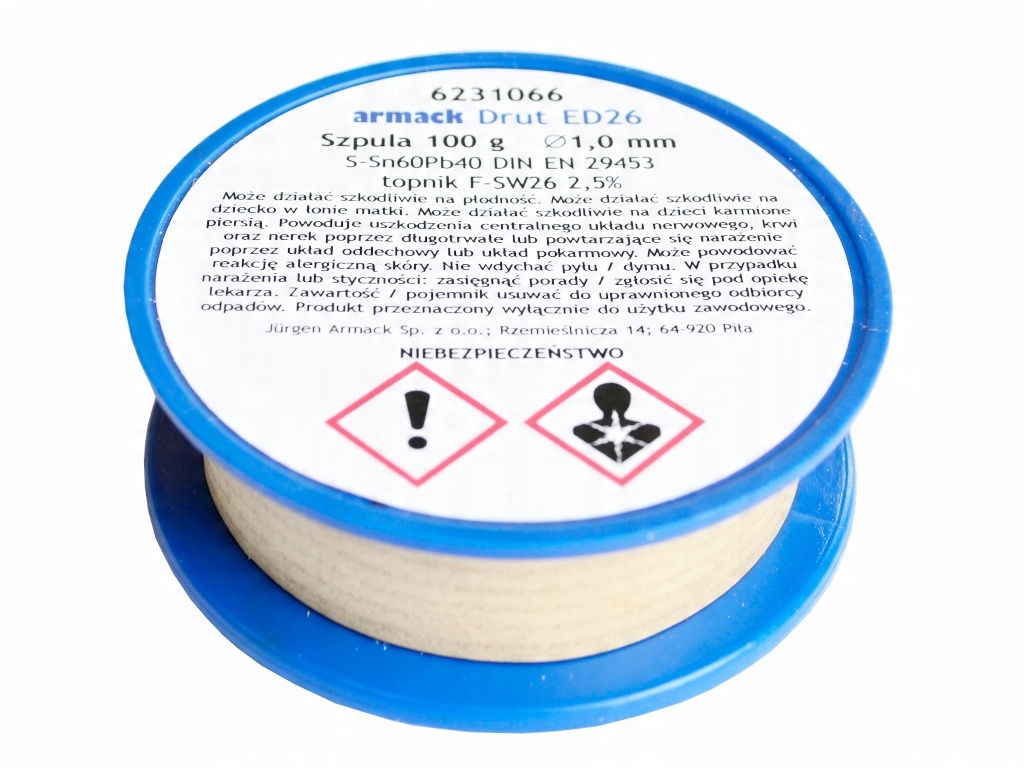 

Cyna z topnikiem 1,00mm 100g S-Sn60Pb40 Pb ołów