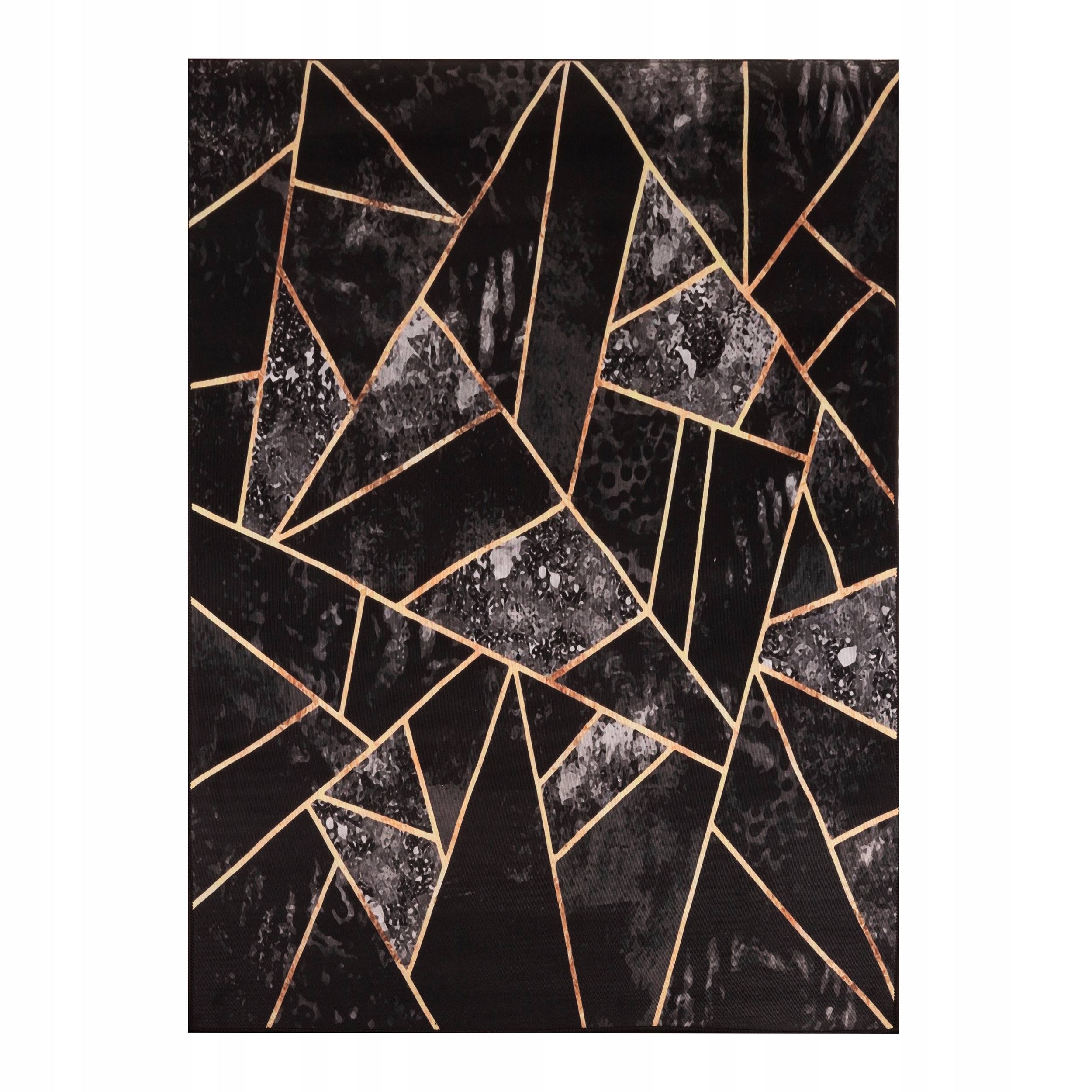 Koberec 200X300 CM Čierny Zlatý Protišmykový Moderný Geometrický Bcf