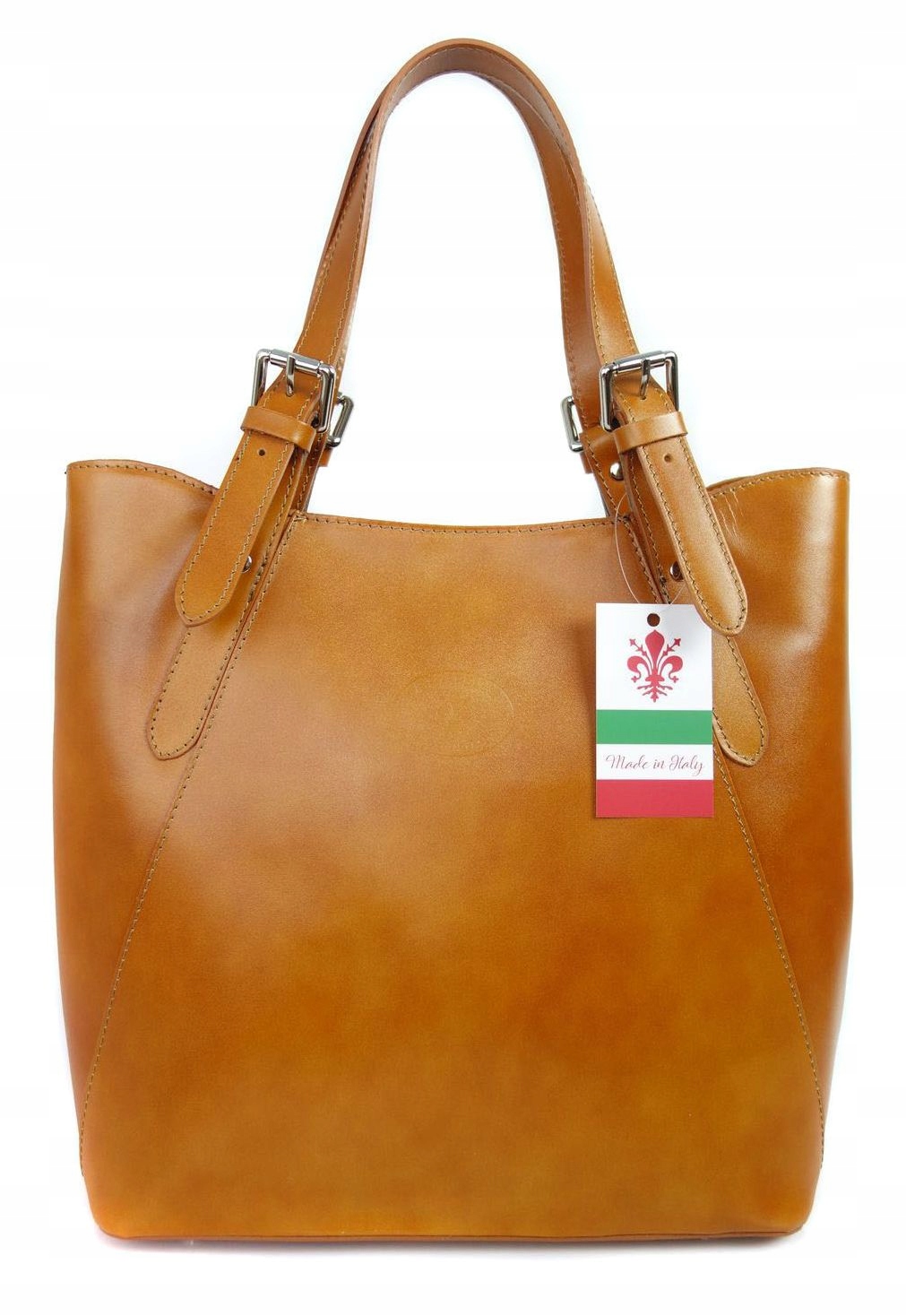 

Vera Pelle Włoska Skóra Pojemna na Ramię Camel