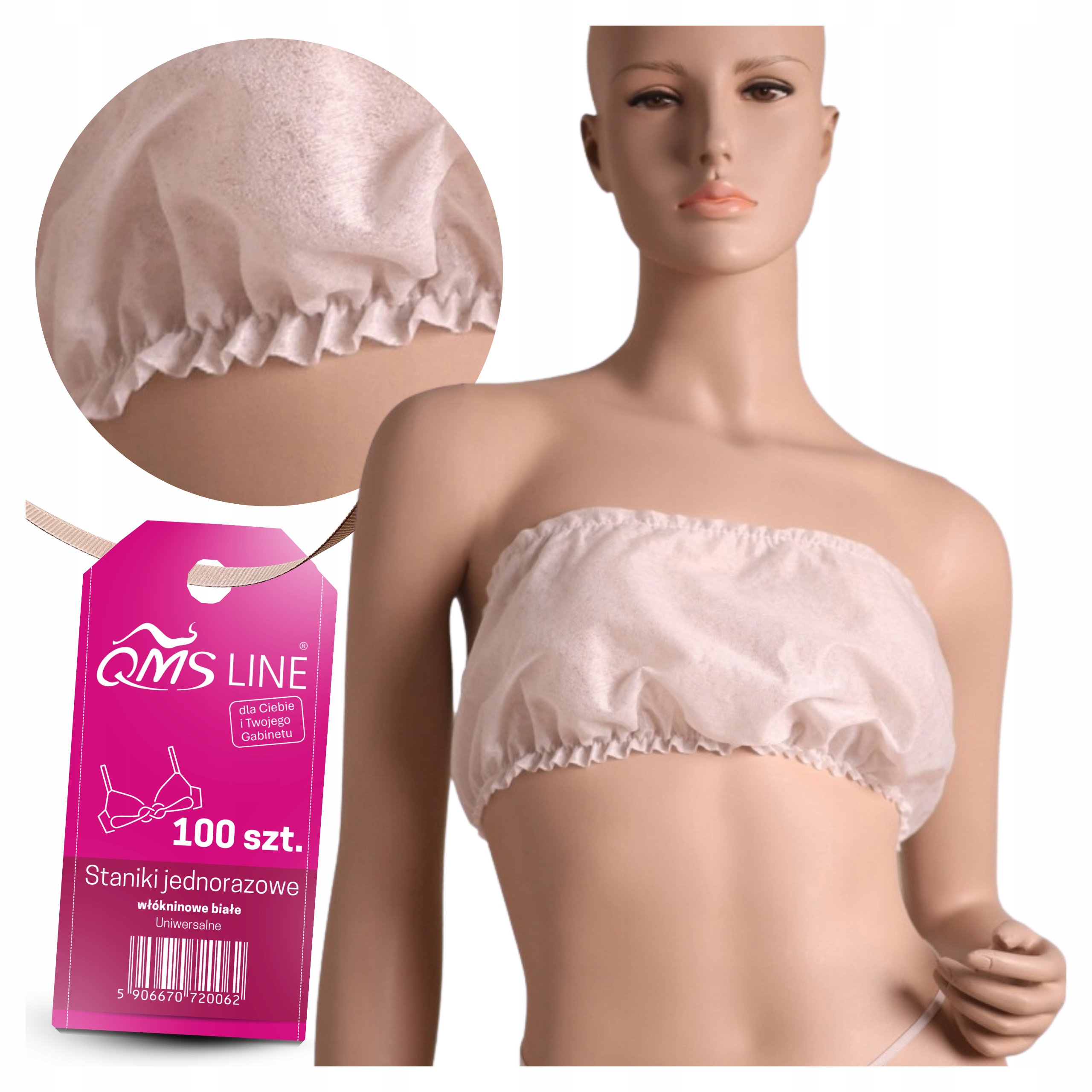 100 x Jednorázová netkaná podprsenka s gumou pro masážní salon Spa