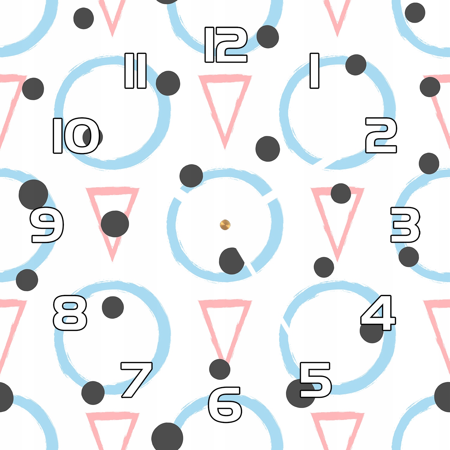 

Nowoczesny zegar szklany Koła i trójkąty 30x30 cm