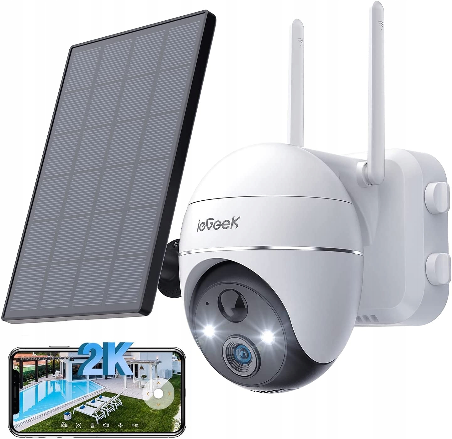 2K Venkovní Otočná Solární Kamera Ip Wifi 4x Zoom na 9000 Mah Baterie