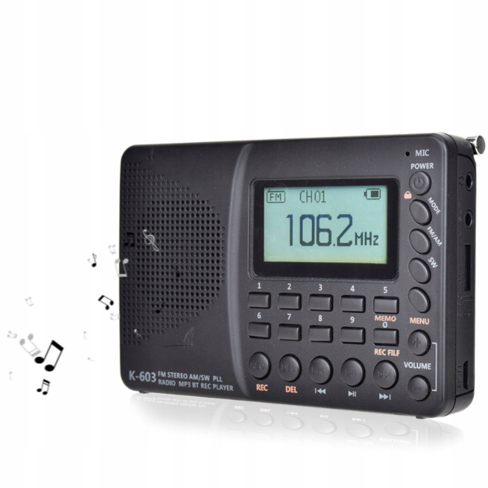 Mini Malé Kapesní Rádio Am Fm Sw Bt Tf Usb