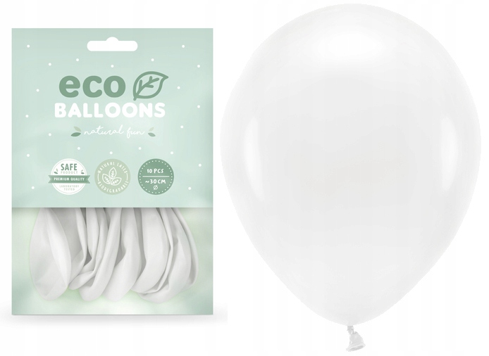 Balony Eco pastelowe Białe Urodziny 1-99 10 szt