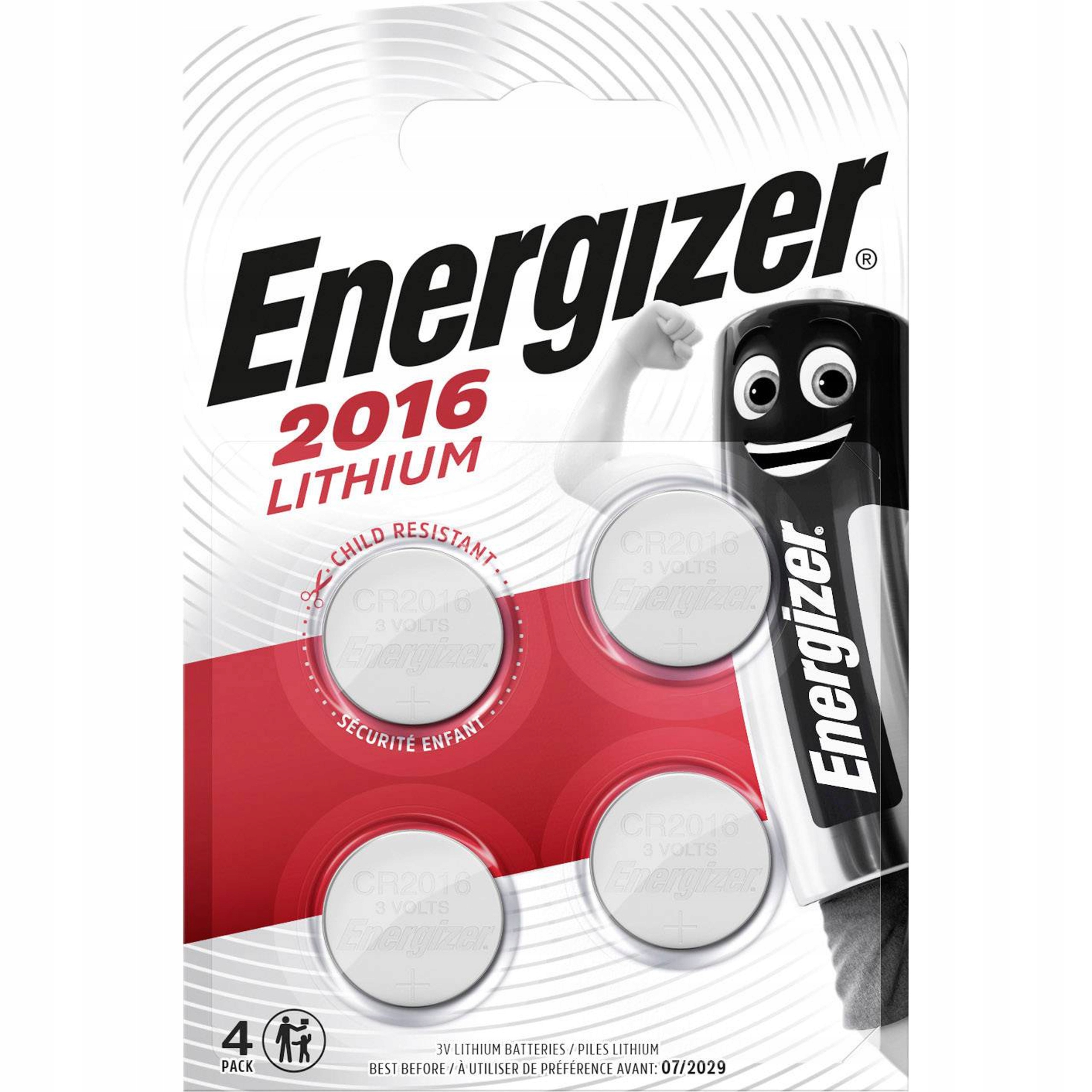 Bateria Energizer CR2016 DL2016 Lithium 3V 4 sztuki