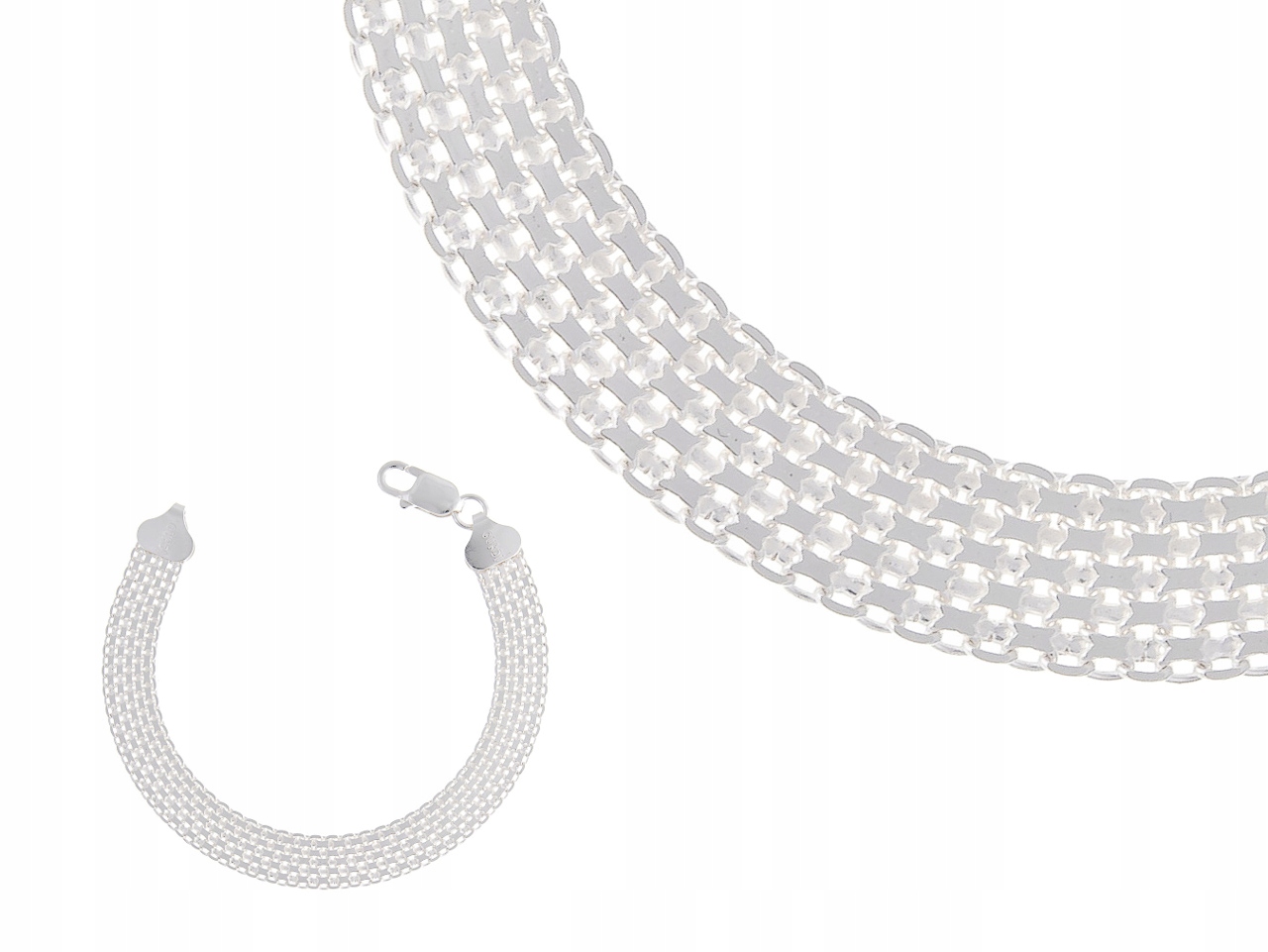 Stříbrný Náramek Bismarck 6 Řad 18 CM Italy 9 MM Dárek