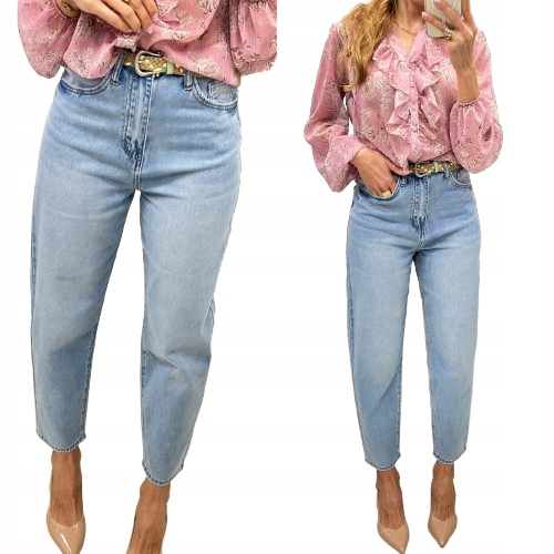 M. Sara jeansy Baloon Fit pleciony pasek New XL