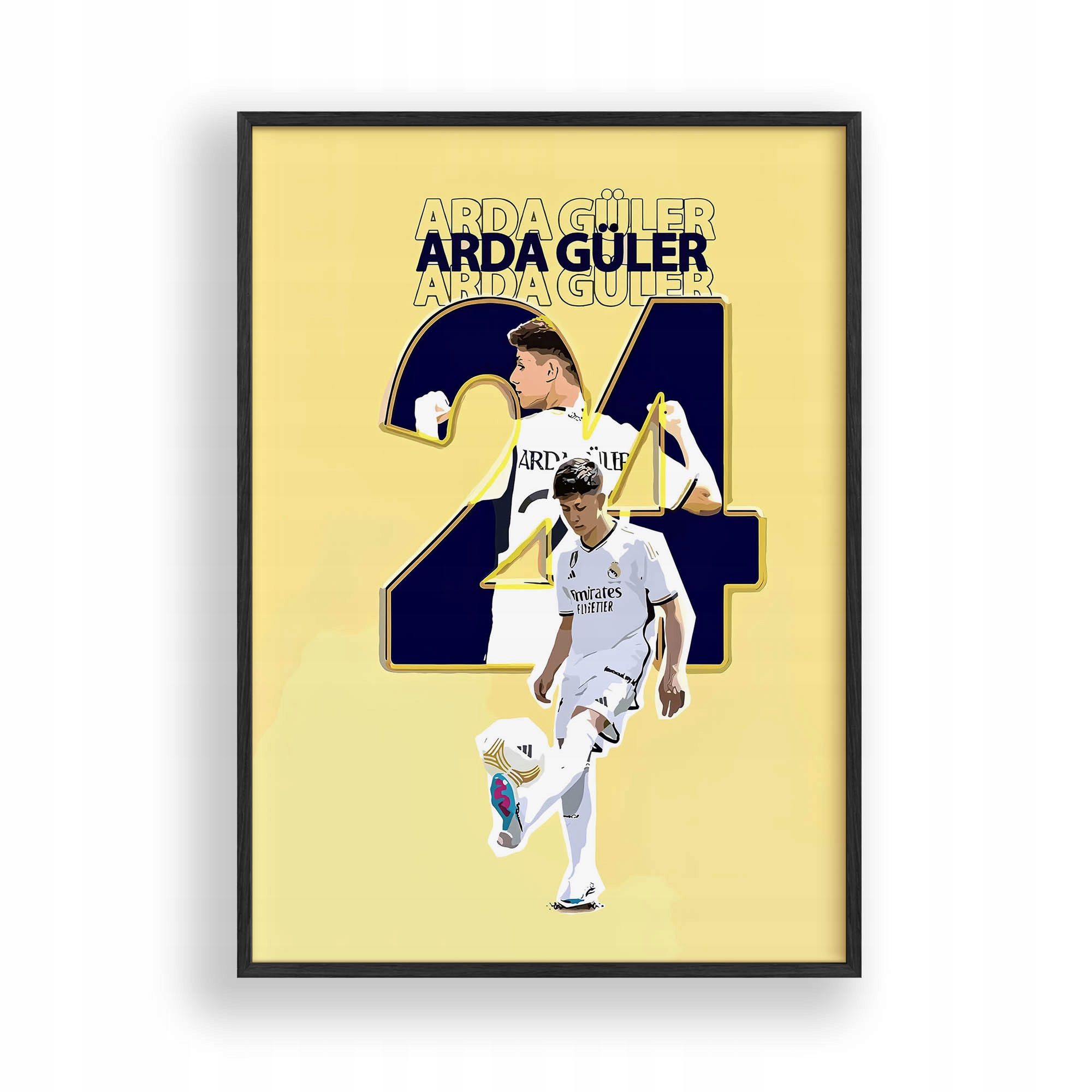 Obraz Arda Güler Plakát Real Madrid Rámeček Dřevěný Černý 30x42 cm