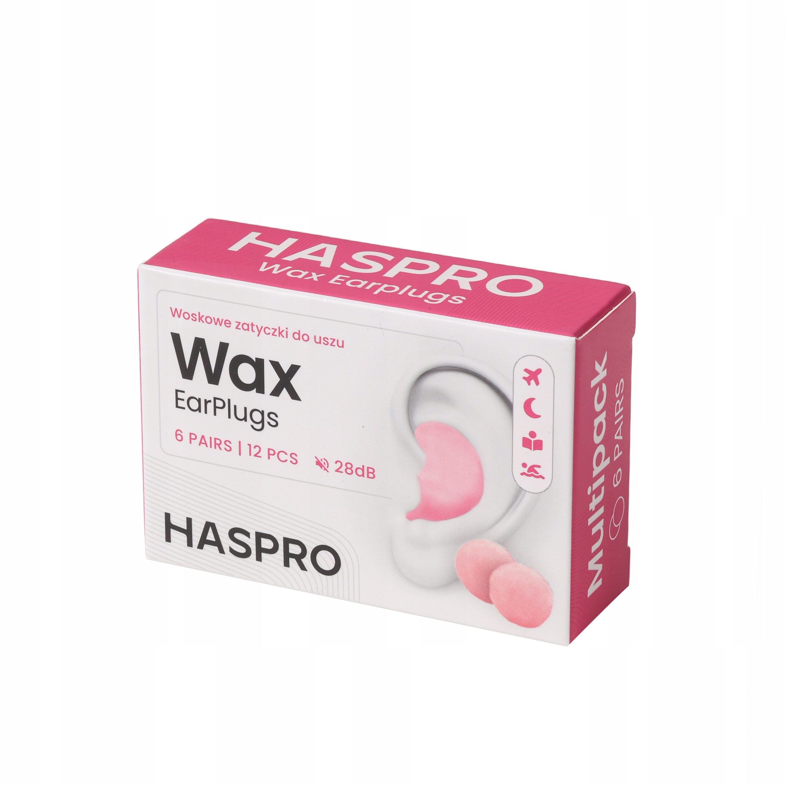 Haspro Wax Earplugs Formowane zatyczki do uszu woskowe, 6 par