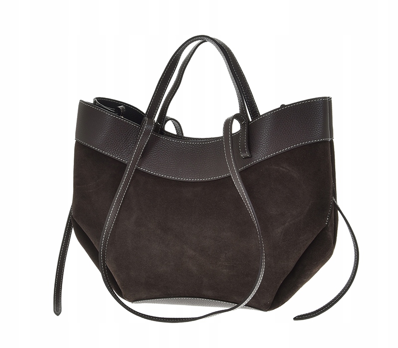 Vera Pelle kabelka shopper přírodní semišová kůže tmavě hnědá