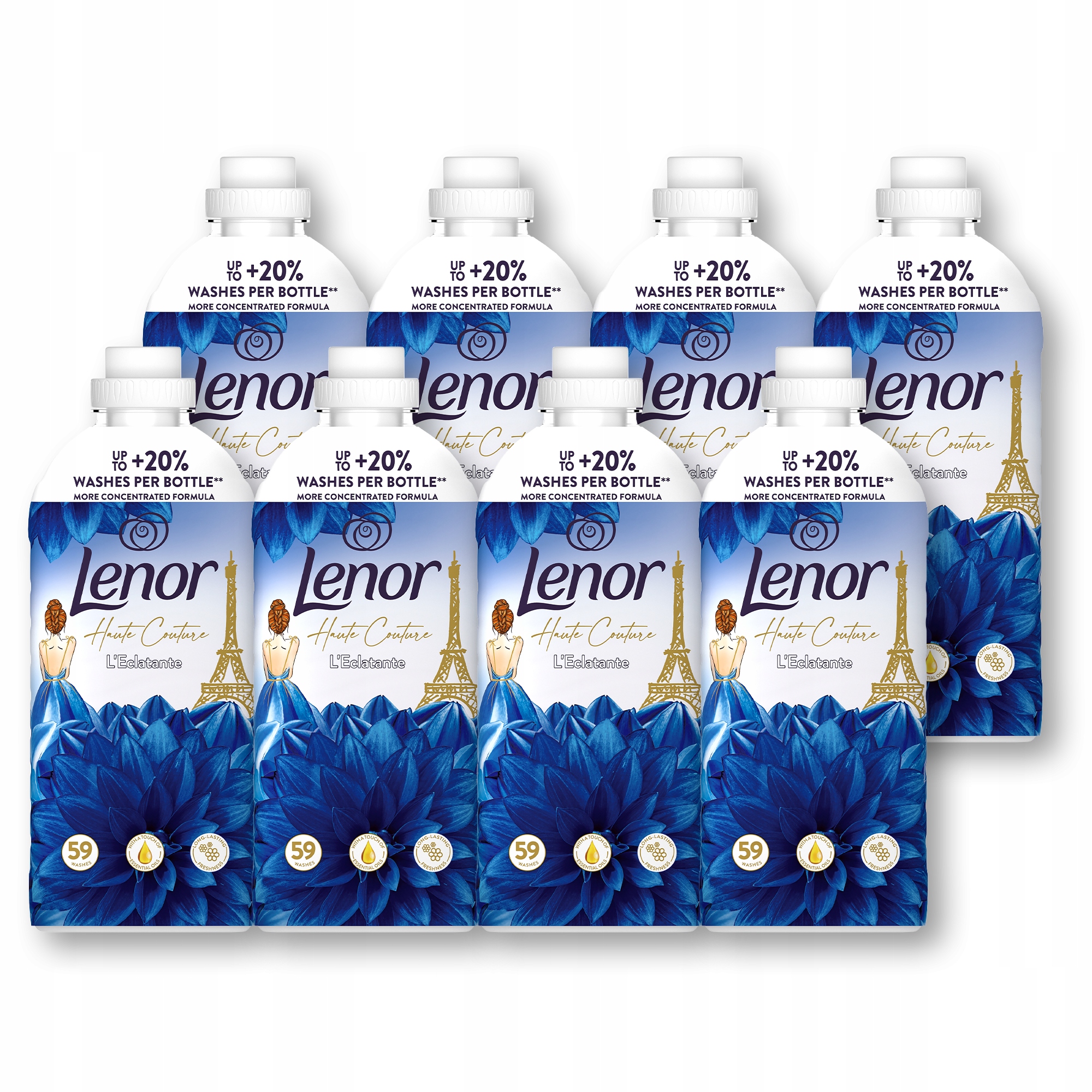 8 x Lenor Płyn do płukania tkanin, L'Eclatante 59 prań