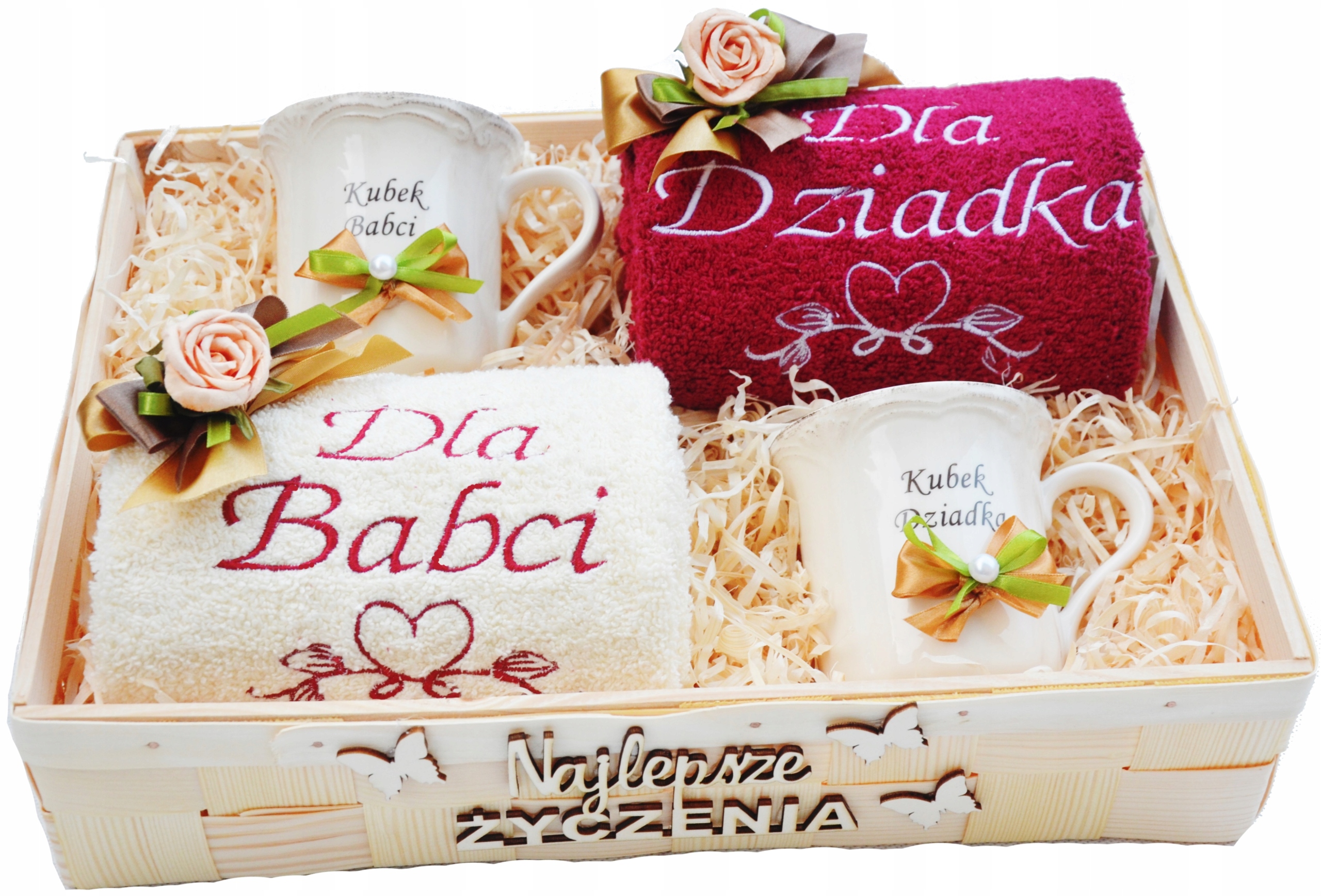 2Ręczniki z Haftem Kubki Prezent na Dzień Babci Marka OP
