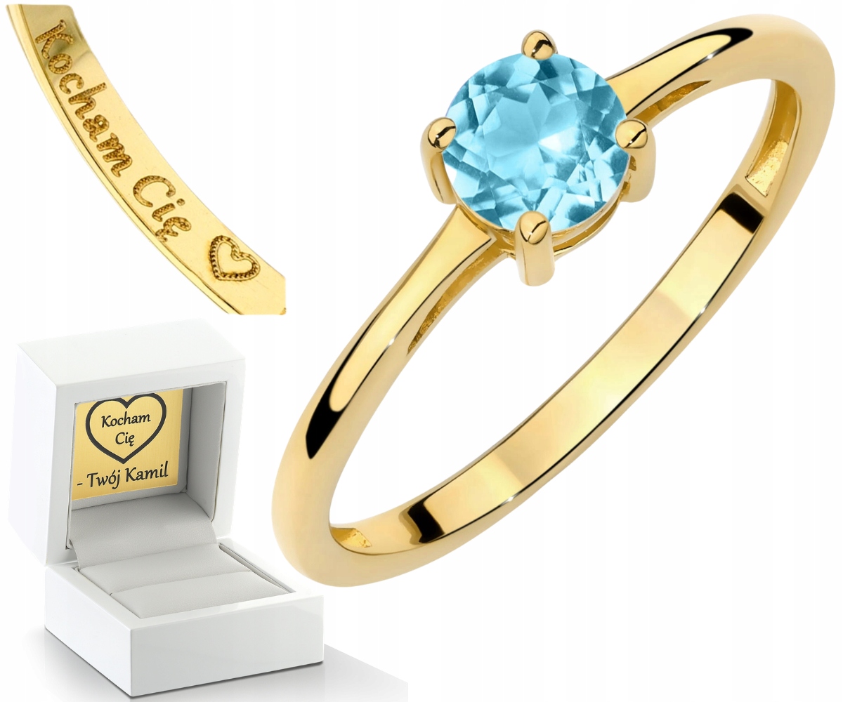 Zlatý Prstýnek S Modrým Topazem Zlato 585 Dárek