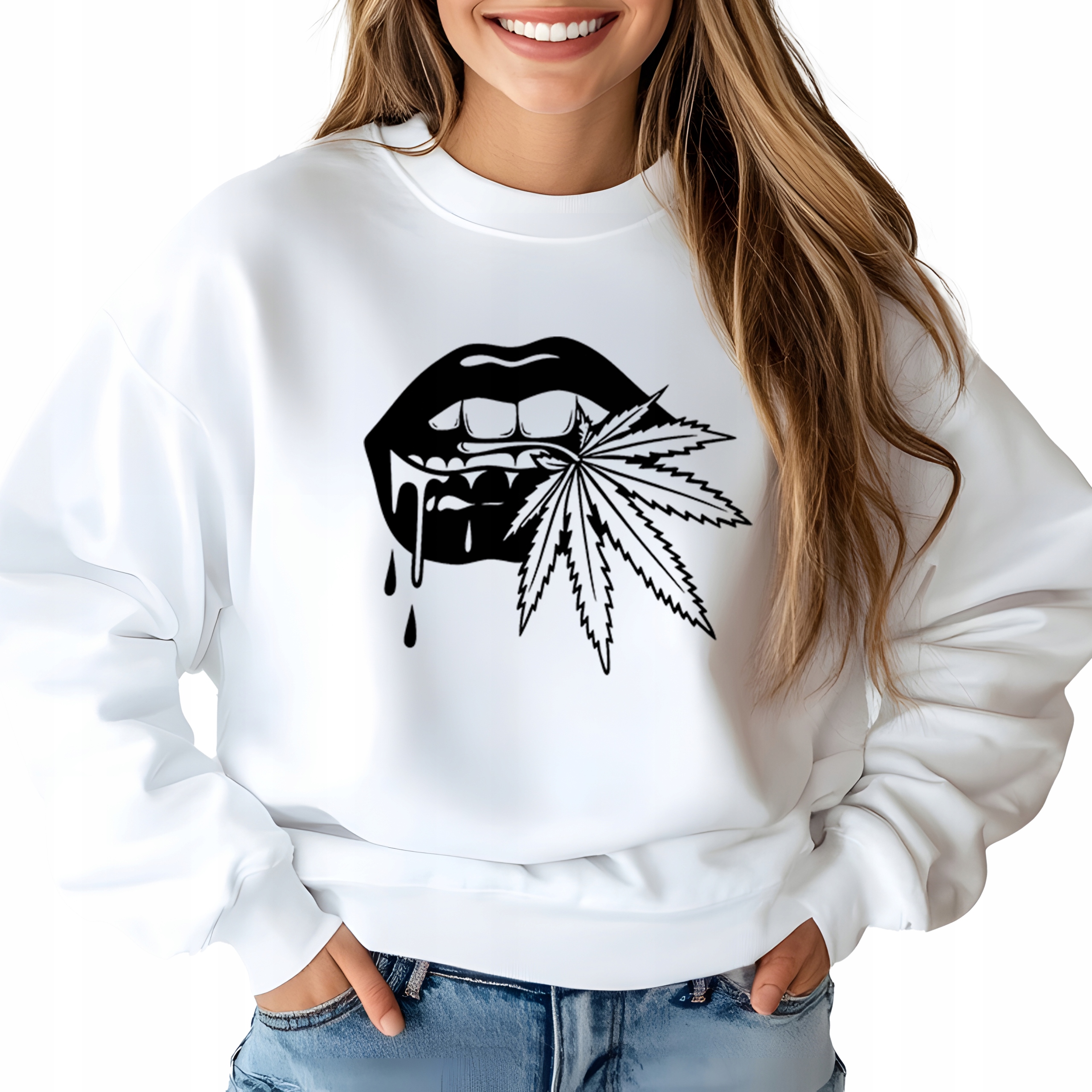 Mikina Bílá Bavlněná Teplá Jako Dárek Marih*ana Thc Lover Velikost S