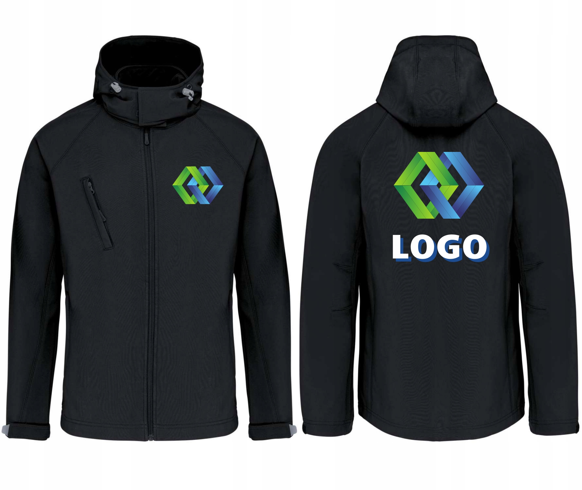 Pánská softshellová bunda KA413 černá s vlastním potiskem loga firmy