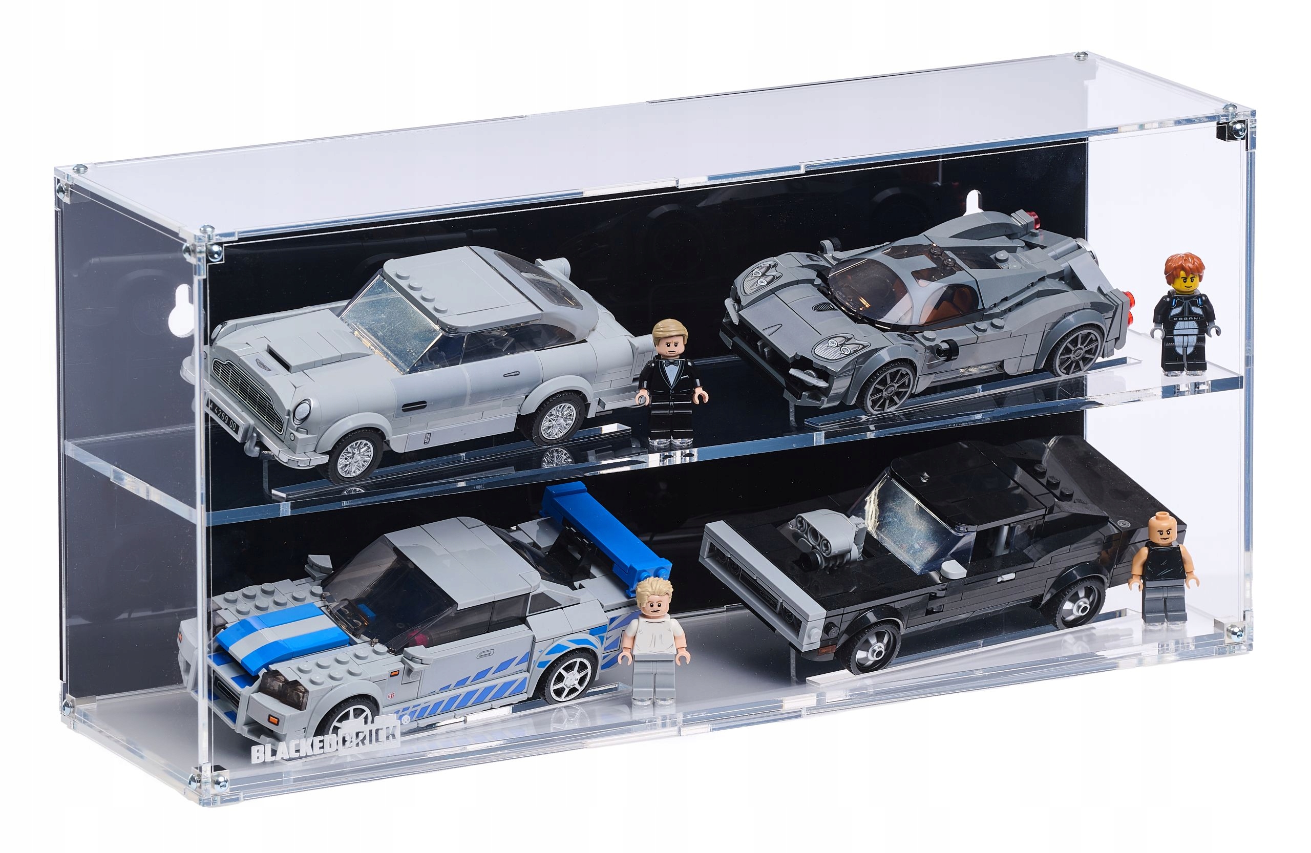 Závesná vitrína Blacked Brick pre 4x Lego Speed Champions (2x2), napríklad F1
