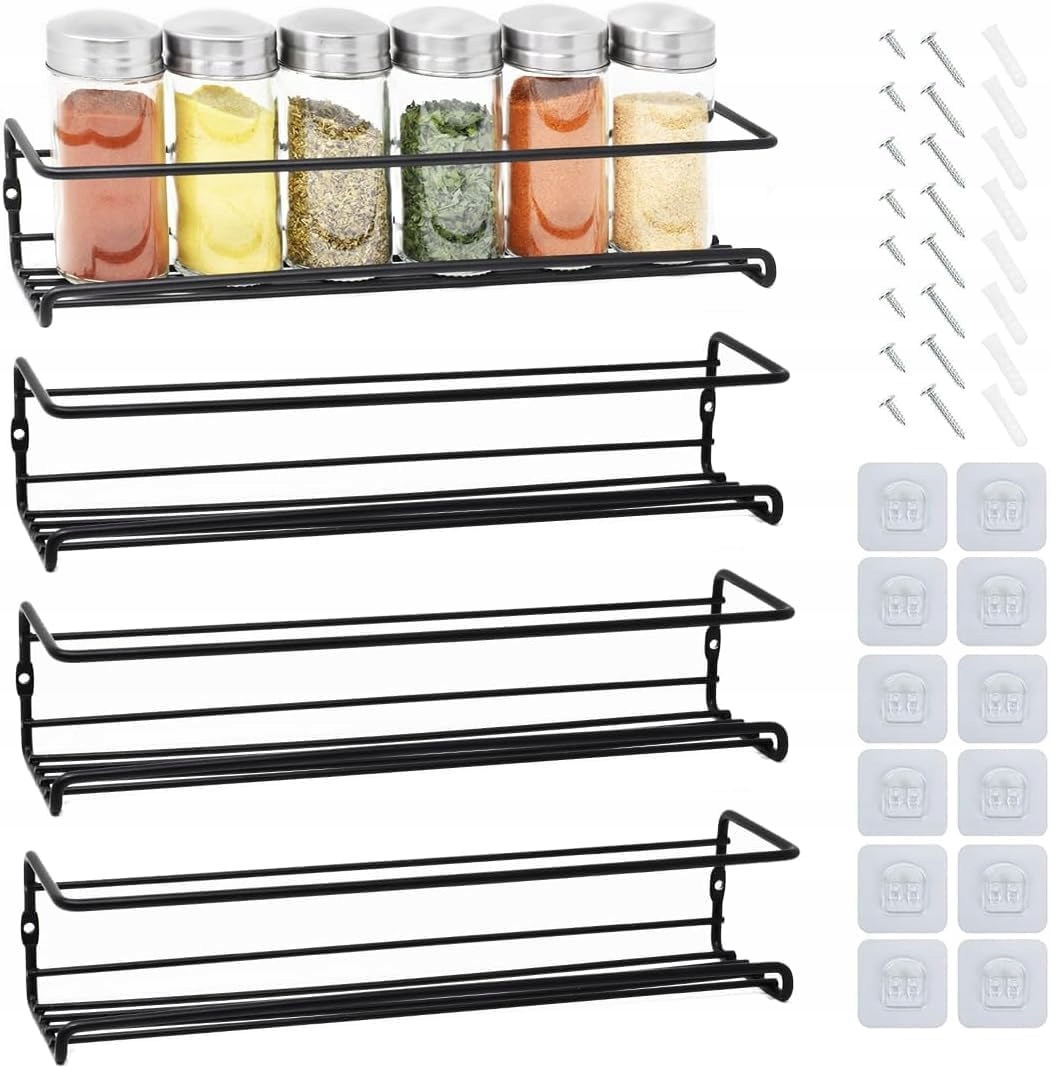 Joejis Kovová kuchyňská polička 4 ks Držák na koření