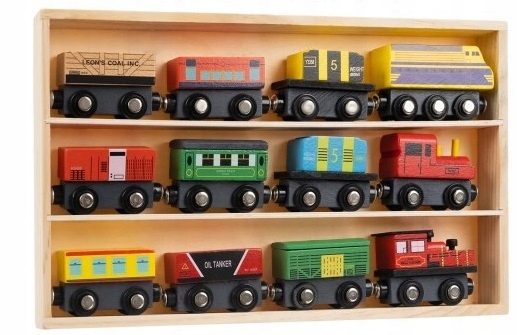 DREWNIANY POCIĄG NA MAGNESY KOLEJKA DLA DZIECI