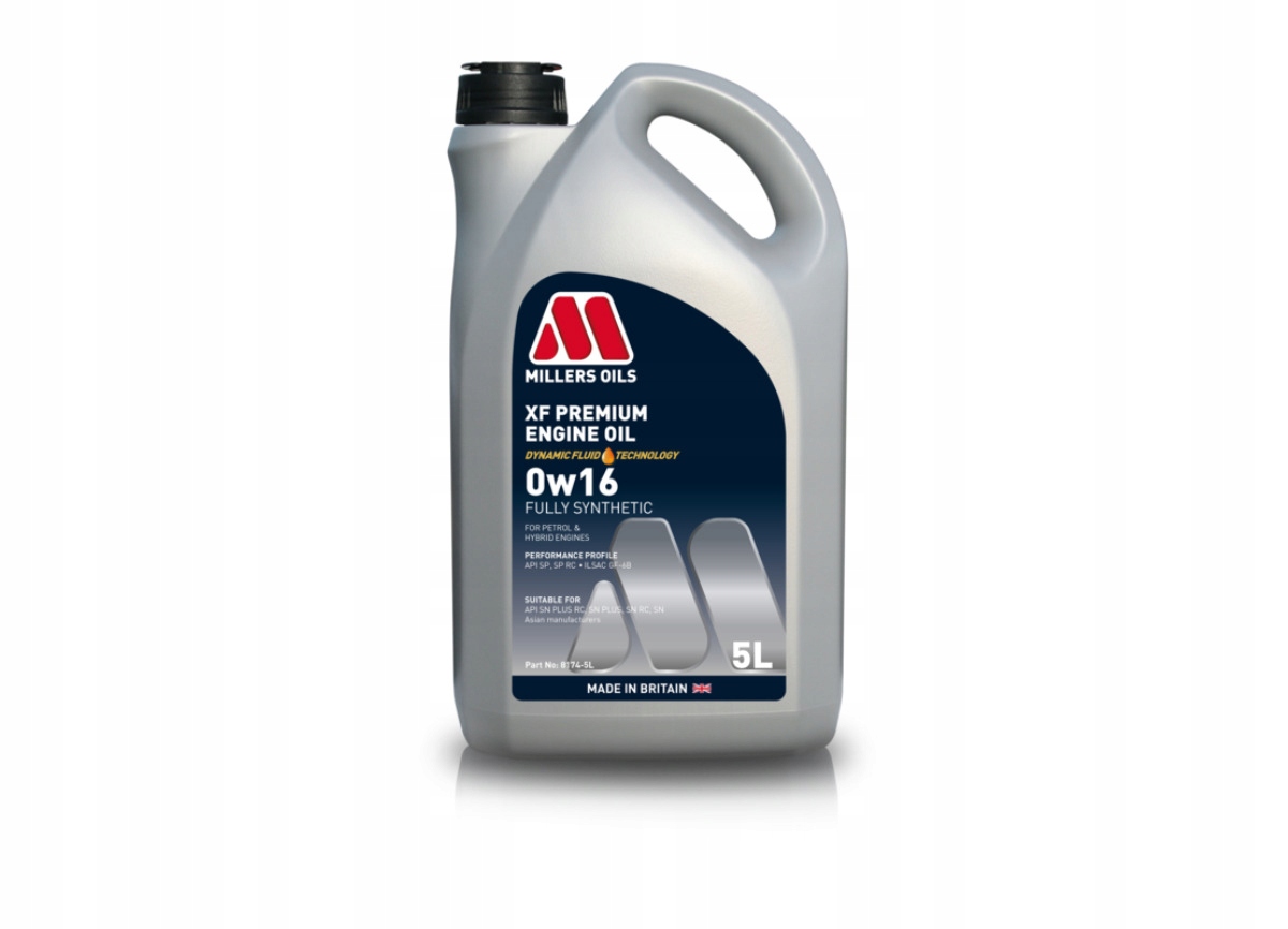 Millers Oils Xf Premium 0w16 plne syntetický motorový olej, objem 5l