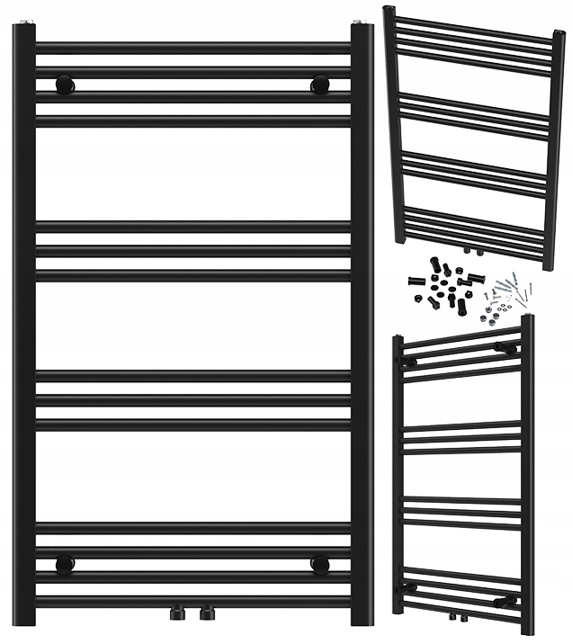 Kúpeľňový Ohrievač Čierny Kaloryfer Moderný Rebríkový 100x60 cm Raven