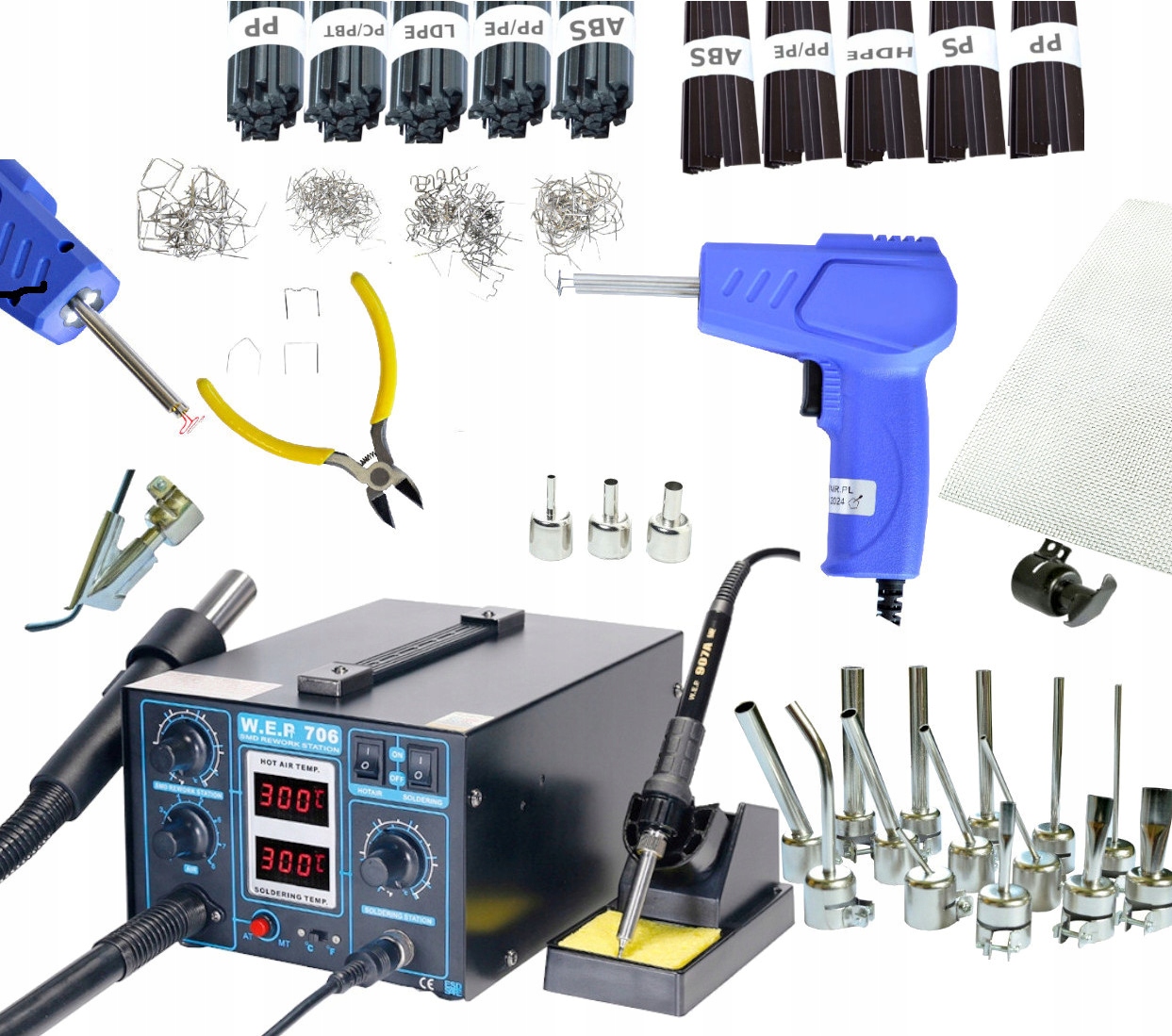 ZSZYWACZ PLASTIKU ZSZYWARKA SPAWARKA WEP 706 + Zestaw do spawania 20 dysz