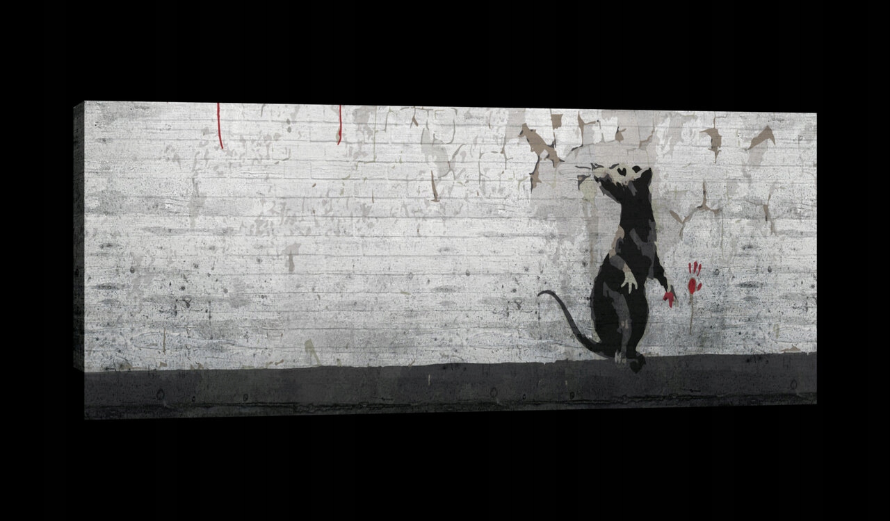 Obraz 145x45 Graffiti street-art krysa stěna urbanismus vzpoura město umění