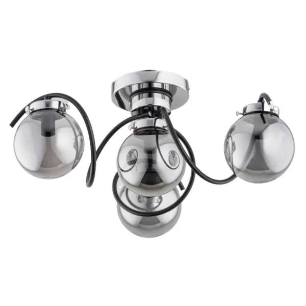 Stropná lampa Alfa Kretka 4xE14 10W čierna/chrómové sklenené gule