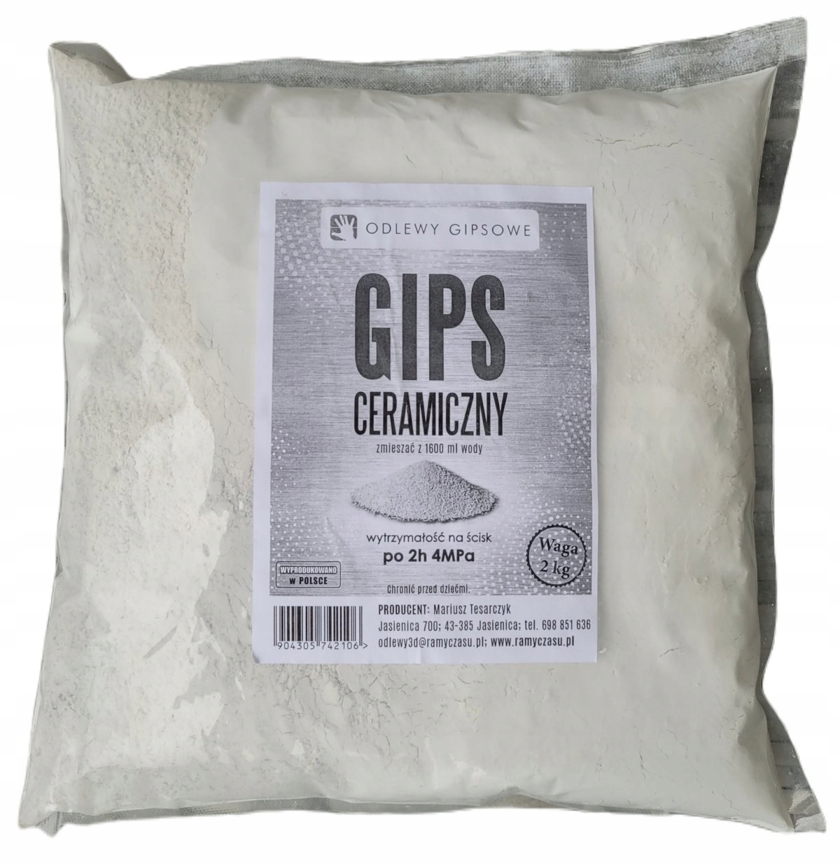 WYSOKIEJ JAKOŚCI GIPS DO WYKONANIA ODLEWU 3D 2KG