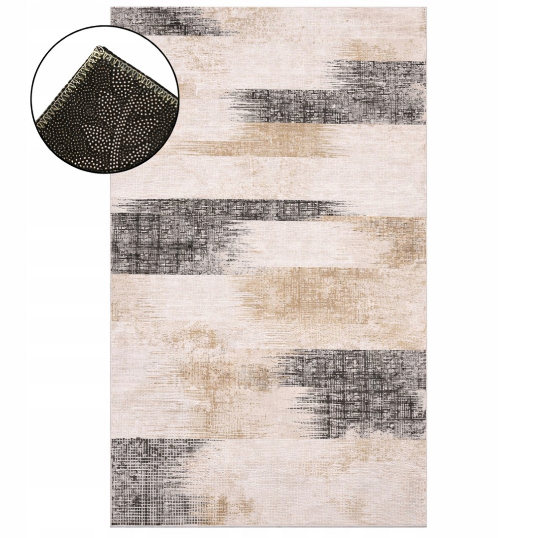 Koberec Do Obývacího Pokoje 160x220 CM Šedý Vintage Protiskluzový Retro Vzor