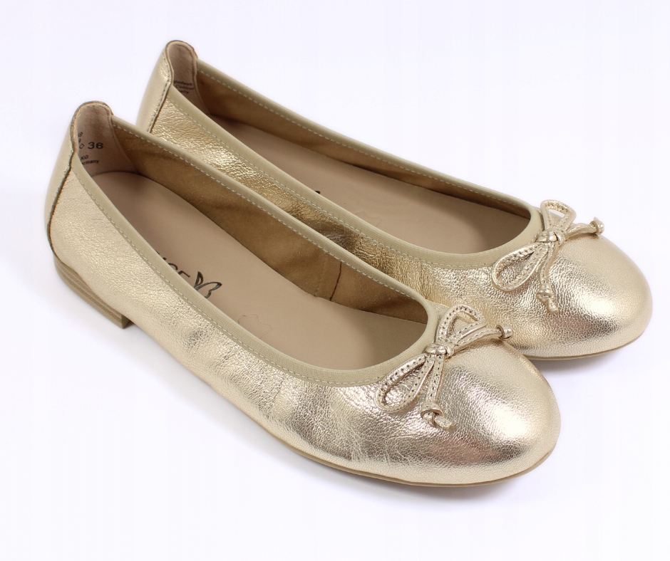 Zlaté baleríny s nízkými podpatky Caprice 22102 r37