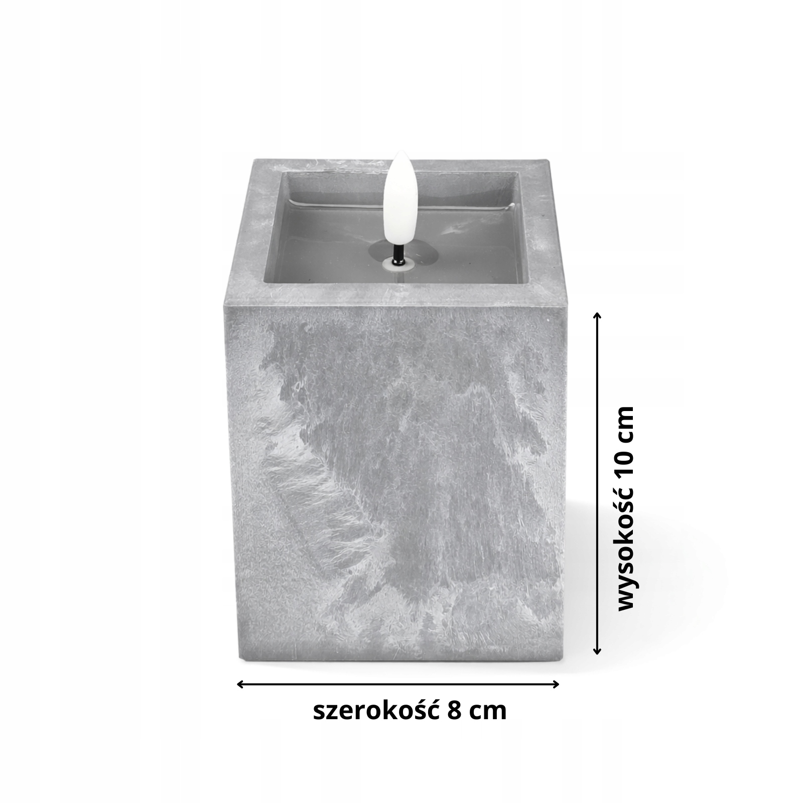 Świeca LED marmurowa szara – dekoracyjna lampka LED 8 cm x 10 cm
