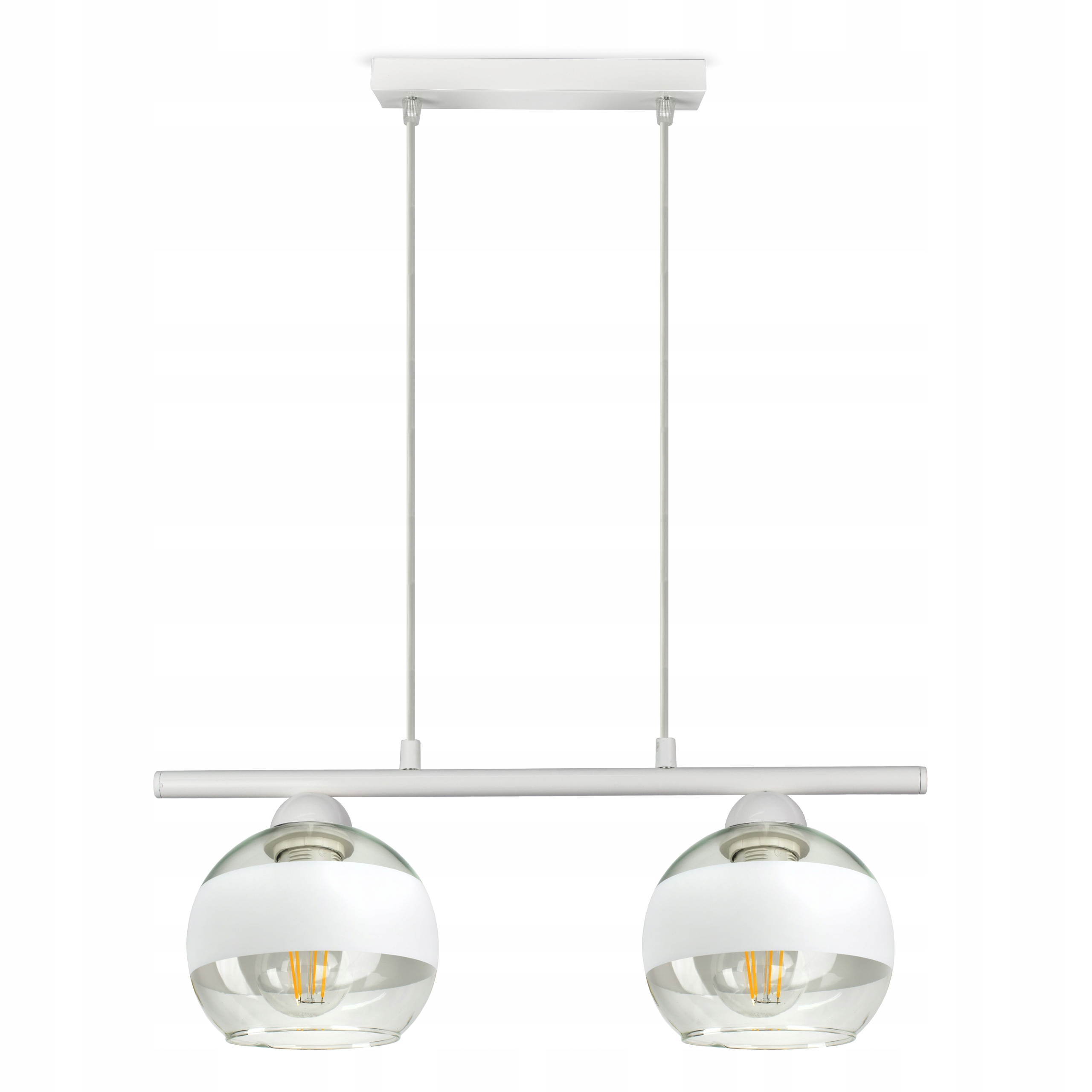 Závěsná stropní lampa Lustr Bílá Skleněné Koule Bílý Belt BZR2 Led E27