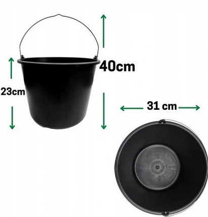 12 L WIADRO BUDOWLANE GOSPODARCZE OGRODNICZE 12L MOCNE PLASTIKOWE z lejkiem Marka Vorel