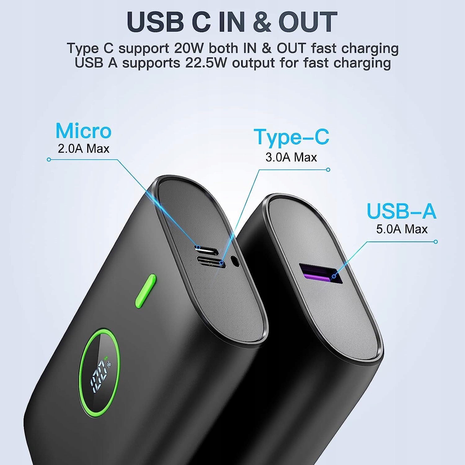 POWER BANK 10000 MAH LED 22.5W USB C — miniatura 4