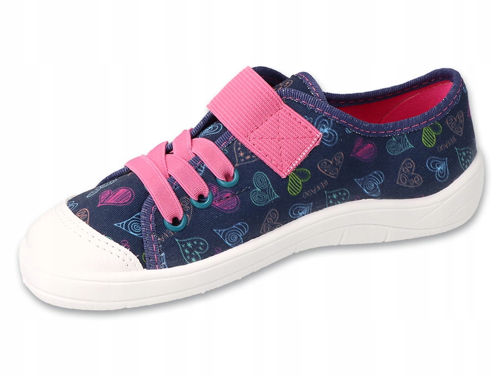 Trampki tenisówki dziecięce dziewczęce na rzepy granatowe Befado 351Y035 33 Stan opakowania oryginalne