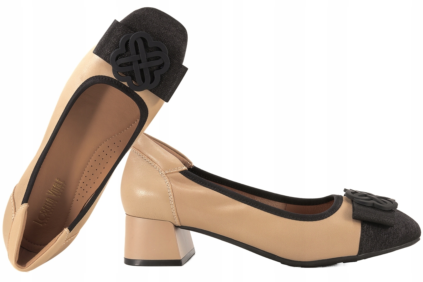 Loretta Vitale W5341 Dámské Kožené Polobotky Na Podpatku, béžová 35