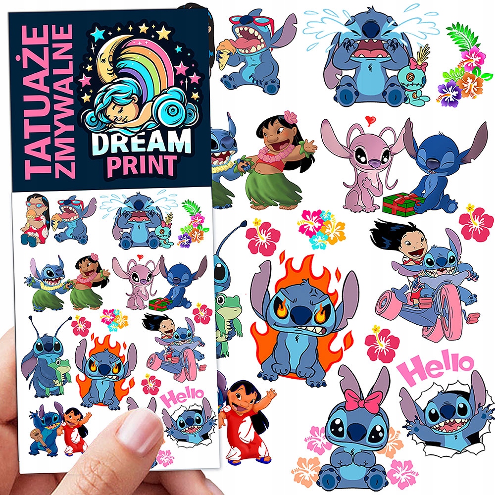 TATUAŻE ZMYWALNE DLA DZIECI DZIECIĘCE STITCH WZORY JAKOŚĆ