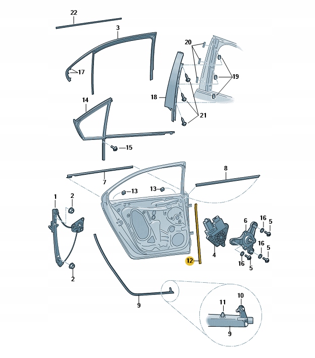 5E0839717B - УПЛОТНИТЕЛЬ ДВЕРИ ЗАДНИЙ ЛЕВЫЙ SKODA OCTAVIA III OE