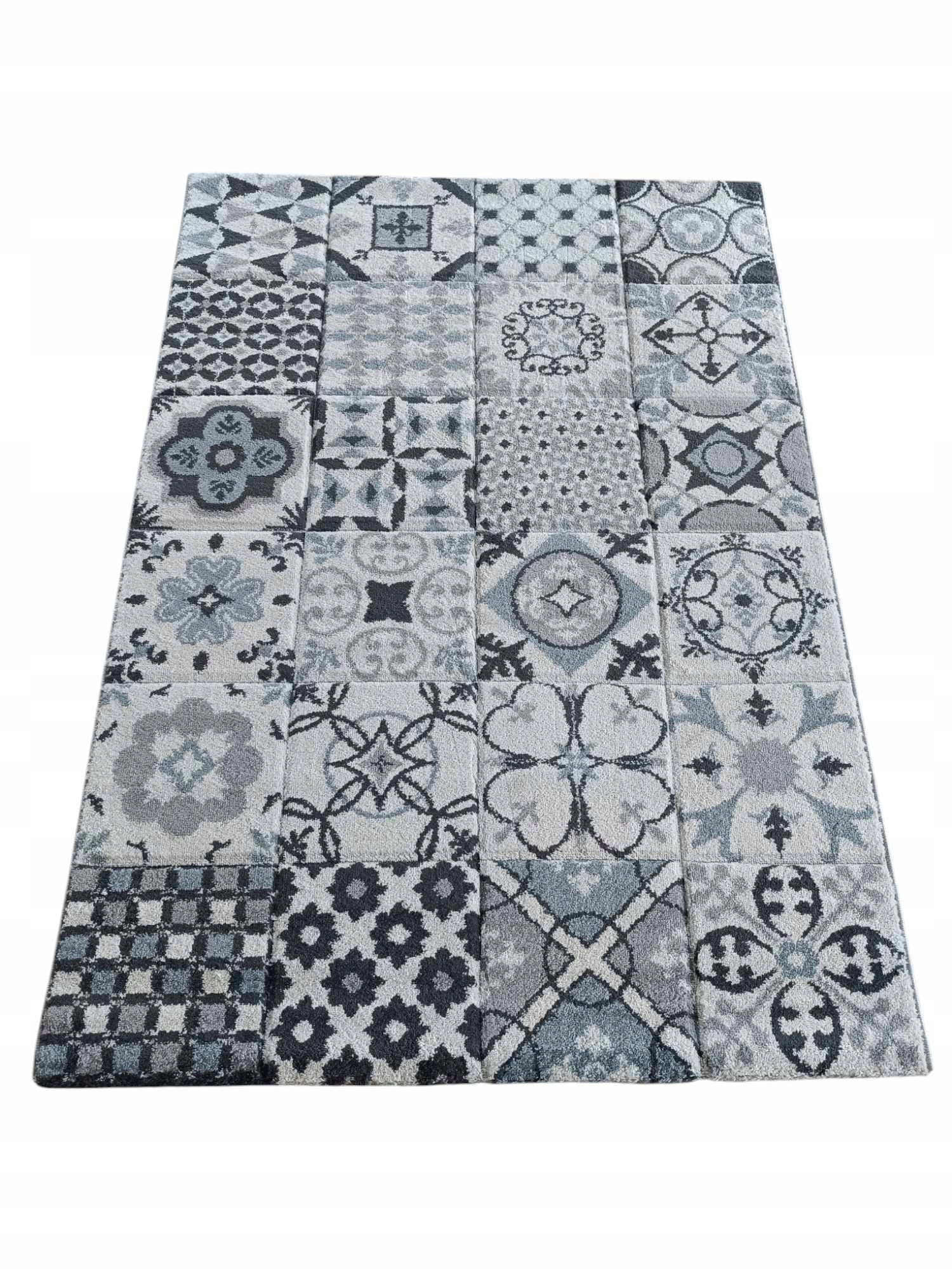 Koberec patchwork do obývacího pokoje 120 x 170 cm, vyřezaný 3D vzor, měkký, hrubý