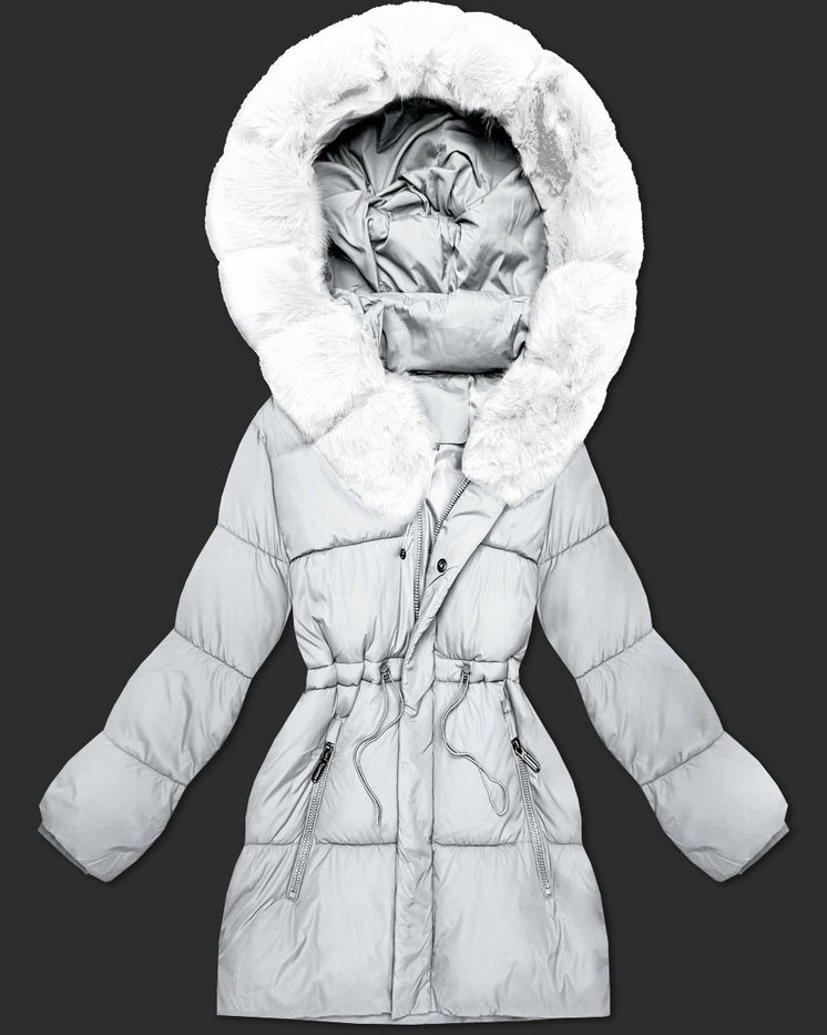 Zimní Bunda Kapuce B8550 Zlomená Bílá XXL (44)
