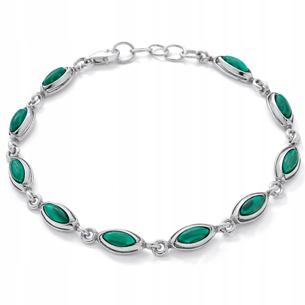 Dámský náramek stříbro 925 s malachitovým kamenem, dámský elegantní