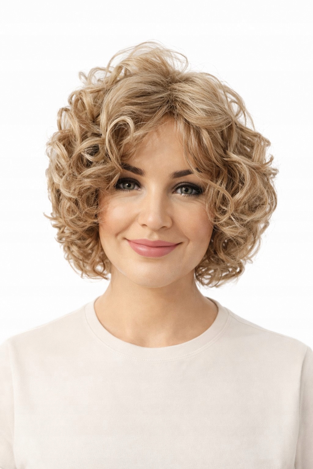 Paruka afro loki v barvě latten -30 cm s ofinou Neessaja wigs shop Krk