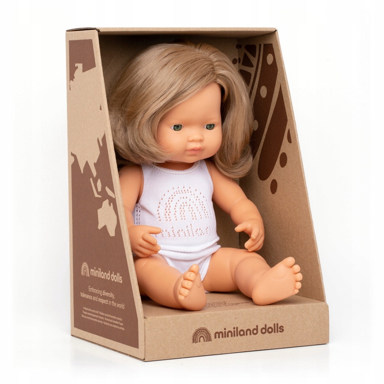 

Lalka dziewczynka Europejka Miniland Ciemny Blond