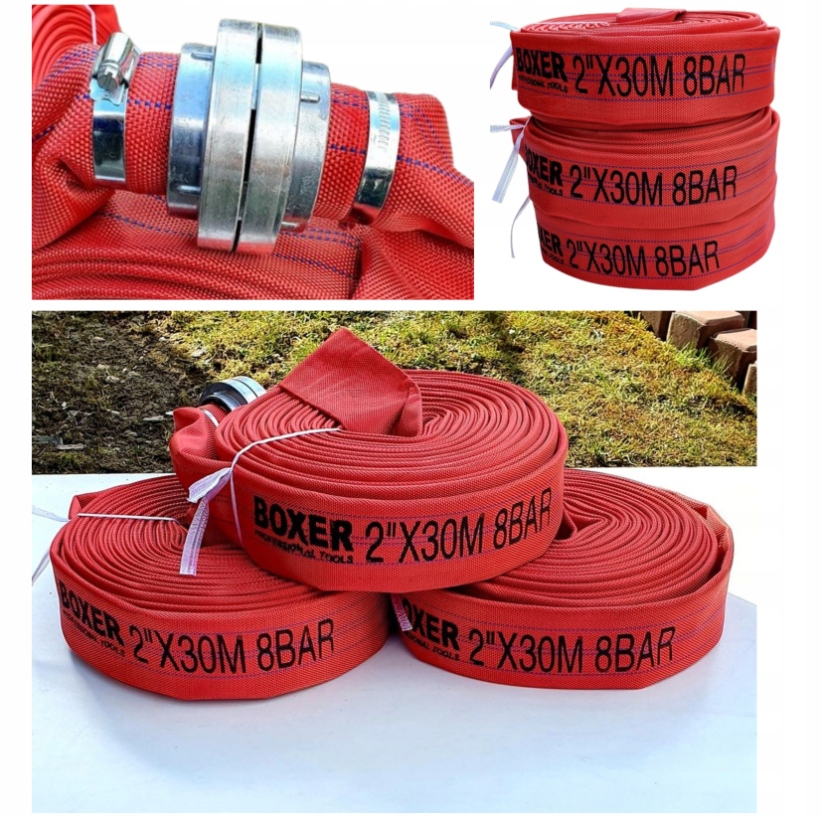 WĄŻ STRAŻACKI Parciany CZERWONY Do WODY Pompy Szamba Motopompy 2" cale 30m