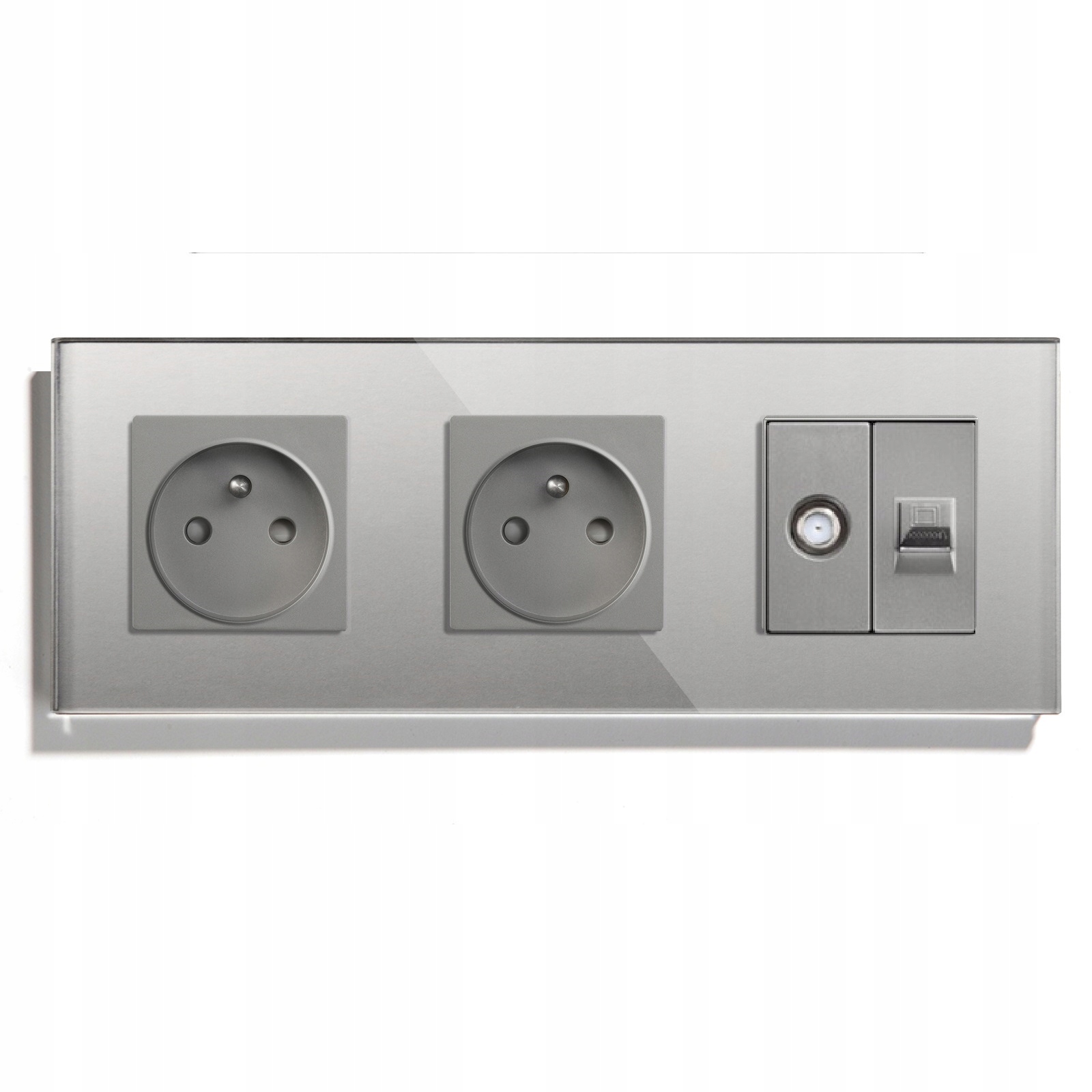 Elektrická Skleněná Zásuvka Trojitá Sat/internet CAT5e 229 mm Kontakt 16A