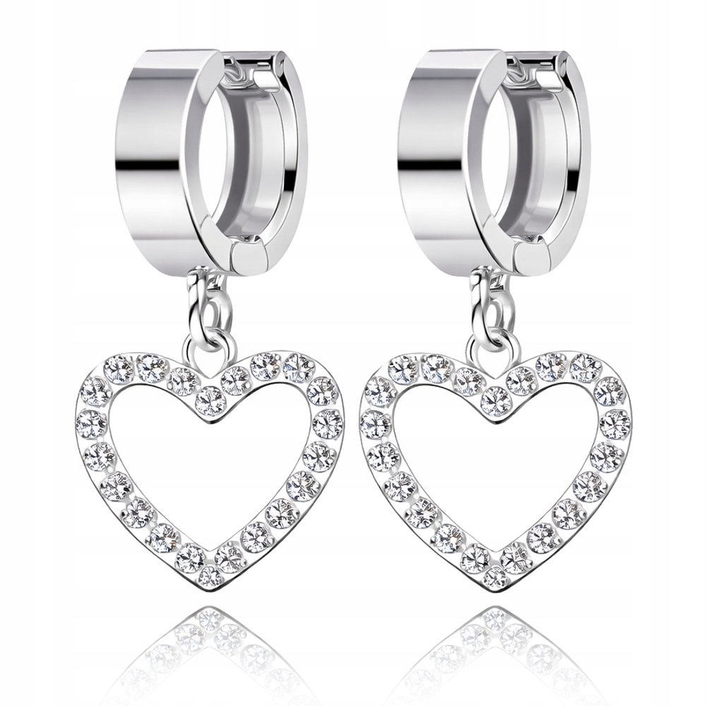 Srdce srdíčko se zirkony Stříbrné náušnice pouta stříbro 925